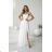 Women's Long Elegant Dress with Wide Straps (SL) FRENCH FASHION FMPEL23VELVET white 38