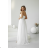 Women's Long Elegant Dress with Wide Straps (SL) FRENCH FASHION FMPEL23VELVET white 38