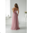 Women's Long Elegant Dress with Wide Straps (SL) FRENCH FASHION FMPEL23VELVET rose old rose 34