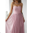 Women's Long Elegant Dress with Wide Straps (SL) FRENCH FASHION FMPEL23VELVET rose old rose 34