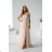 Women's Long Elegant Dress with Wide Straps (SL) FRENCH FASHION FMPEL23VELVET béžová smetanová 34