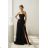 Women's Long Elegant Dress with Wide Straps (SL) FRENCH FASHION FMPEL23VELVET black 34