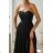 Women's Long Elegant Dress with Wide Straps (SL) FRENCH FASHION FMPEL23VELVET black 34