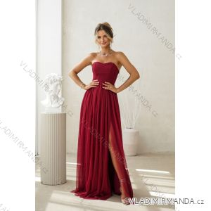 Women's Long Elegant Dress with Wide Straps (SL) FRENCH FASHION FMPEL23VELVET