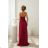 Women's Long Elegant Dress with Wide Straps (SL) FRENCH FASHION FMPEL23VELVET dark red 42