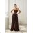 Women's Long Elegant Dress with Wide Straps (SL) FRENCH FASHION FMPEL23VELVET brown Chocolate 42
