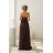 Women's Long Elegant Dress with Wide Straps (SL) FRENCH FASHION FMPEL23VELVET brown Chocolate 42