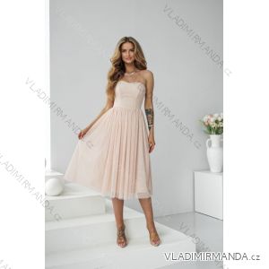 Women's Long Elegant Dress with Wide Straps (SL) FRENCH FASHION FMPEL23VELVET