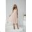 Women's Long Elegant Dress with Wide Straps (SL) FRENCH FASHION FMPEL23VELVET béžová smetanová 42