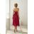 Women's Long Elegant Dress with Wide Straps (SL) FRENCH FASHION FMPEL23VELVET wine 42