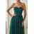 Women's Long Elegant Dress with Wide Straps (SL) FRENCH FASHION FMPEL23VELVET green 42