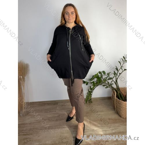 Cardigan / Hoodie Cotton Ladies (uni M / XL) Italian Fashion IM420360 54/56/58 black