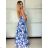 Long summer dress with straps for women (S/M ONE SIZE) ITALIAN FASHION IMPBB23B23745 -   blue -   S / M