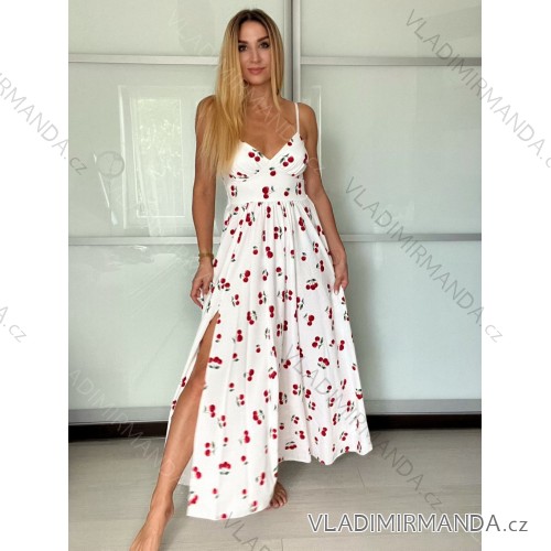 Long summer dress with straps for women (S/M ONE SIZE) ITALIAN FASHION IMPBB23B23745 -   white -   S / M