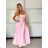 Summer dress with straps women (S / M ONE SIZE) ITALIAN FASHION IM722103 -   růžová světlá -   S / M