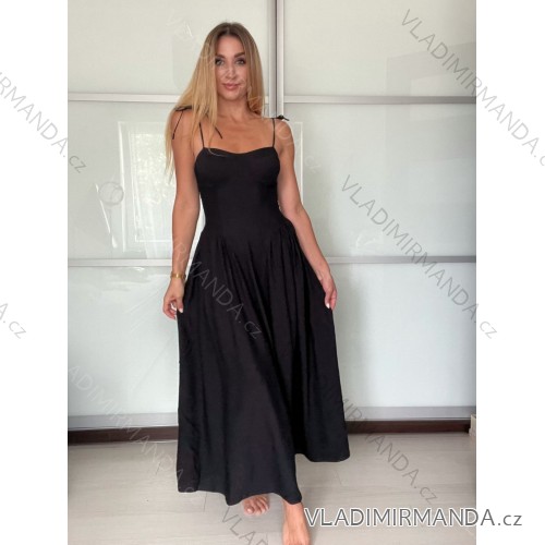 Summer dress with straps women (S / M ONE SIZE) ITALIAN FASHION IM722103 -   black -   S / M