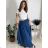 Women's Long Denim Skirt (S/M/L ONE SIZE) ITALIAN FASHION IMD24020 modrá mintova 46/48/50