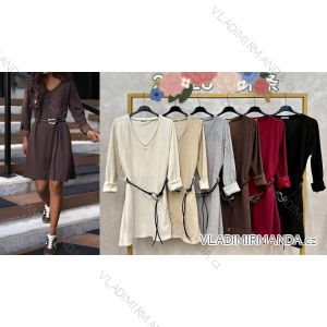 Short warm dress with belt, long sleeves, women's (S/M/L ONE SIZE) ITALIAN FASHION IMC25443