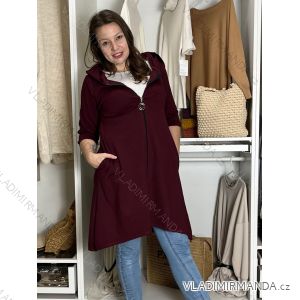 Women's Long Sleeve Oversized Zip Up Hooded Sweatshirt Coat (S/M ONE SIZE) ITALIAN FASHION IMPLI2385141