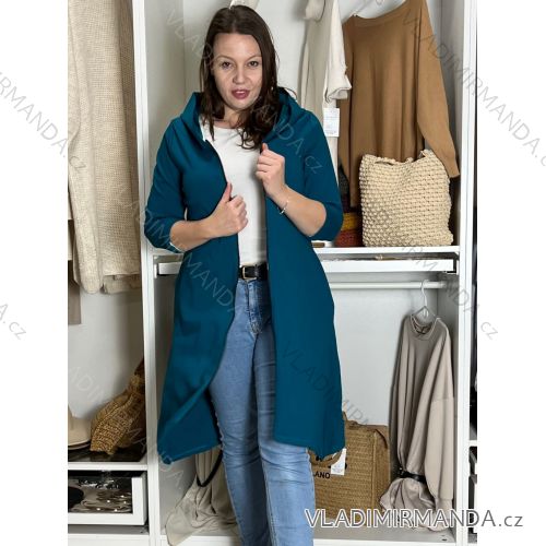 Women's Long Sleeve Oversized Zip Up Hooded Sweatshirt Coat (S/M ONE SIZE) ITALIAN FASHION IMPLI2385141 S / M / L modrá petrolejová