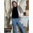 Women's long warm sweatshirt with hood 3/4 long sleeve (S/M/L ONE SIZE) ITALIAN FASHION IMPLI2521490 S / M / L Brown