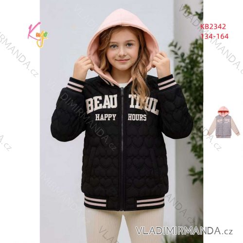 Long sleeve hooded zip jacket for girls (134-164) KUGO KB2342/A
