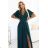 Dlouhé šaty JENNIFER s rozparkem na nohavicích, rukávy a výstřihem (S-3XL) Polská moda NMC-581-8/DUR green XL