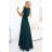 Dlouhé šaty JENNIFER s rozparkem na nohavicích, rukávy a výstřihem (S-3XL) Polská moda NMC-581-8/DUR green XL