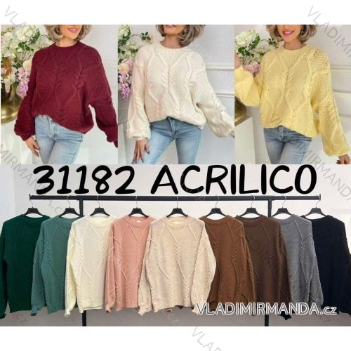 Women's oversized long sleeve knitted sweater (XS/S/M ONE SIZE) ITALIAN FASHION IMM25M31182