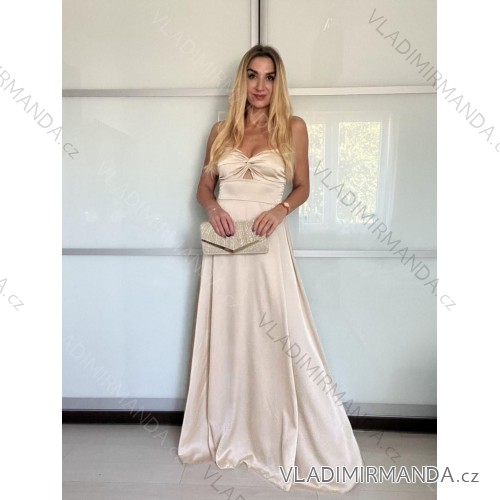 Women's long summer dress with straps (S/M ONE SIZE) ITALIAN FASHION IMPBB24B23868 -   beige -   S / M / L