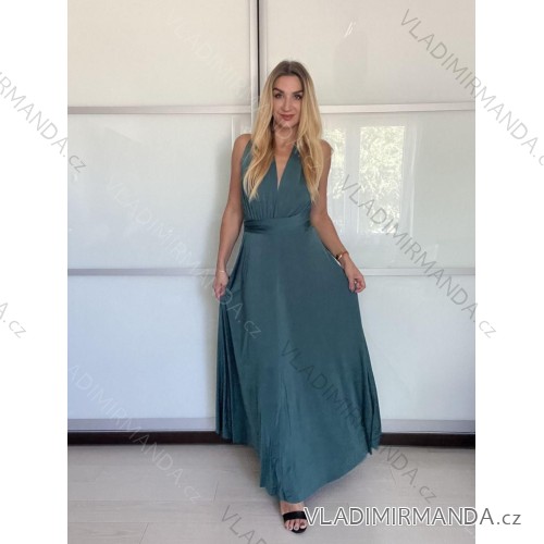 Women's Long Elegant Party Sleeveless Dress (S/M/L/XL ONE SIZE) ITALIAN FASHION IMPBB23A11791/DU -   emerald green -   L / XL
