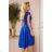 Šaty elegantní společenské krátké s krátkým rukávem PATRICIA (S- 3XL) polská móda NMC-300-3/DU Royal blue S