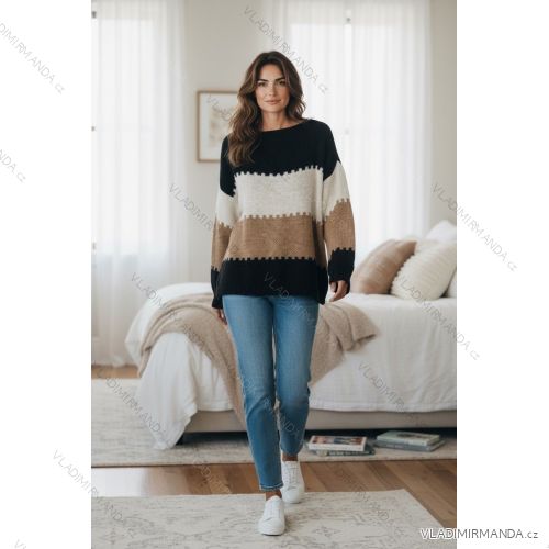 Women's oversized long sleeve knitted sweater (46/48/50 ONE SIZE) ITALIAN FASHION IMD25258
