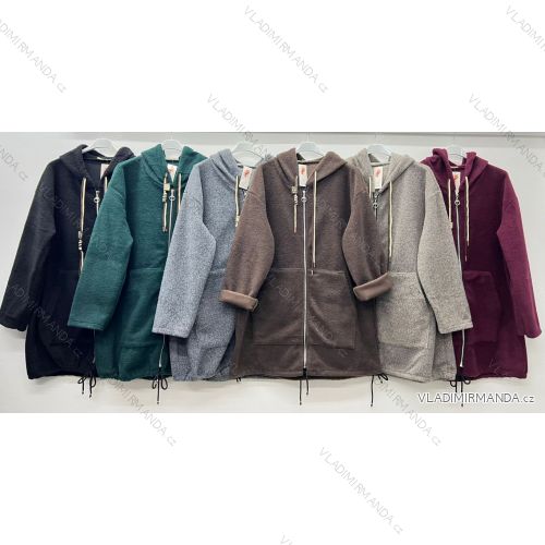 Women's long-sleeved, lightweight, zipped hooded sweatshirt, oversized (52/54/56 ONE SIZE) ITALIAN FASHION IMC25359