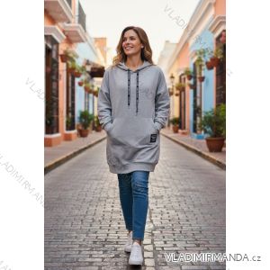 Women's Long Sleeve Hooded Sweatshirt Dress (S/M/L one size) ITALIAN FASHION IMD24202