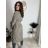 Long, thin coat with belt, long sleeves, women's (S/M/L ONE SIZE) ITALIAN FASHION IMWKK252579 grey S / M / L