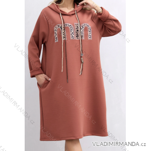 Women's Long Sleeve Oversized Zip Up Hooded Sweatshirt Coat (S/M/L ONE SIZE) ITALIAN FASHION IMPLI249611