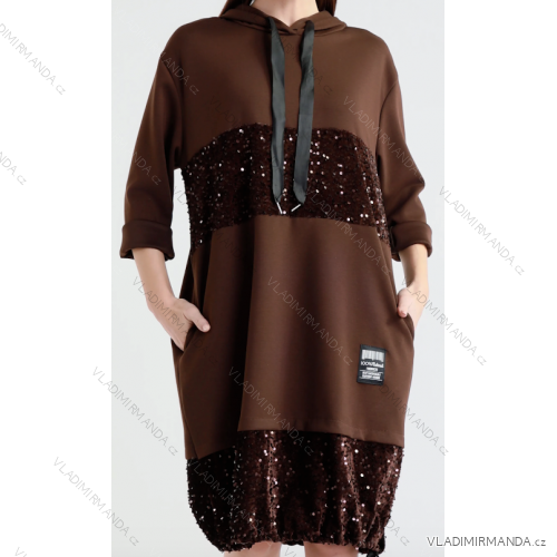 Women's Long Sleeve Oversized Zip Up Hooded Sweatshirt Coat (S/M/L ONE SIZE) ITALIAN FASHION IMPLI249611