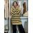 Shirt 3/4 sleeve ladies strip (4XL/5XL ONE SIZE) ITALSKÁ MÓDA IM422FLUFF M / L Dark beige