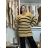 Shirt 3/4 sleeve ladies strip (4XL/5XL ONE SIZE) ITALSKÁ MÓDA IM422FLUFF M / L Dark beige
