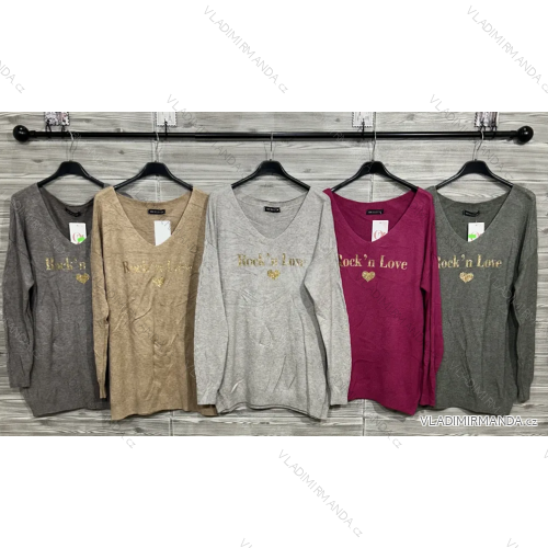 Women's Long Sleeve Knitted Sweater (S/M ONE SIZE) ITALIAN FASHION IMWDT23005