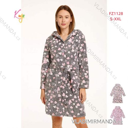 Warm fluffy bathrobe with hood for girls (98-128) KUGO FZ-6717