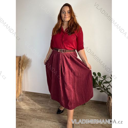Women's Warm Long Sleeve Dress (L / XL ONE SIZE) ITALIAN FASHION IM421MIA  wine