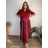 Women's Warm Long Sleeve Dress (L / XL ONE SIZE) ITALIAN FASHION IM421MIA  wine