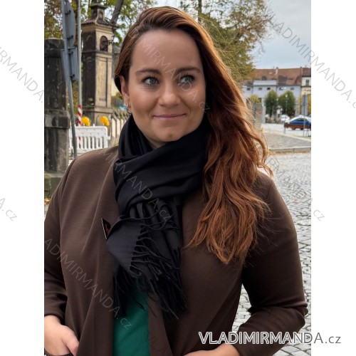 Warm long long women's cashmere scarf (uni w.72, d.190) ORCHID ORC24DAN2388-01A ONE SIZE black