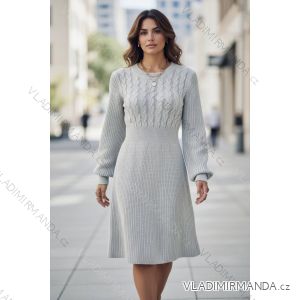 Women's Short Knitted Long Sleeve Dress (S/M ONE SIZE) ITALIAN FASHION IM424325