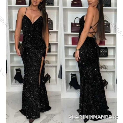 Women's long sequined party dress with straps (XS/S/M ONE SIZE) ITALIAN FASHION IMM25M57507
