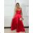 Long satin strapless evening dress for women (XS/S/M ONE SIZE) ITALIAN FASHION IMC25119