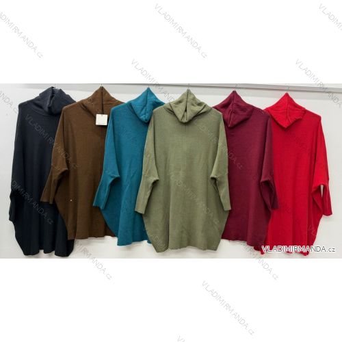 Knitted sweater glittery 3/4 long sleeve women's oversized (54/56/58 ONE SIZE) ITALIAN FASHION IM425671