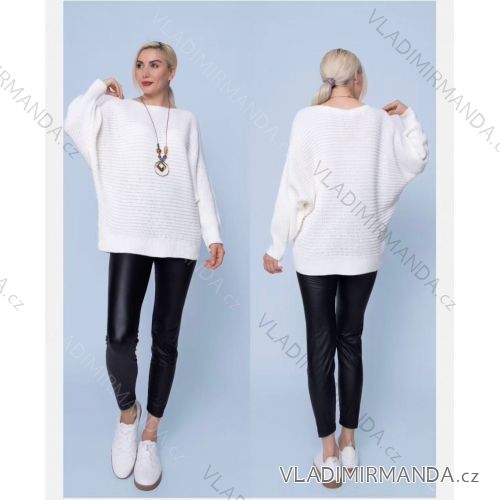 Women's oversized long sleeve knitted sweater (54/56/58 ONE SIZE) ITALIAN FASHION IM425687